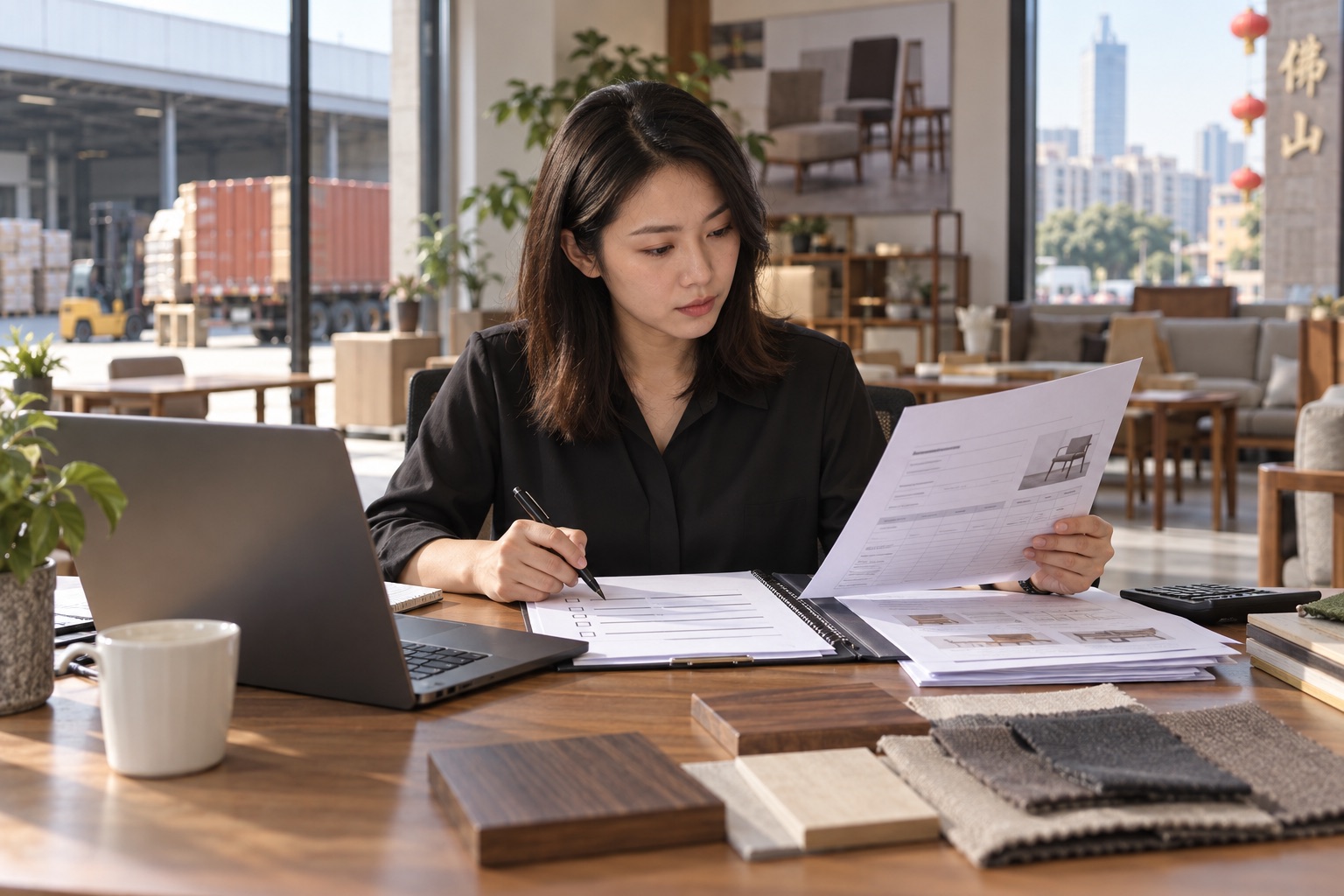 Buyer checking furniture payment milestones and beneficiary details